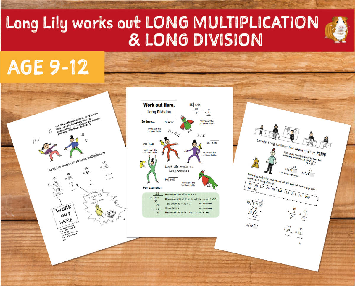 An educational teaching resource from Guinea Pig Education entitled Long Lily Works Out Long Multiplication And Long Division (9-12 years) downloadable at Teach Simple.
