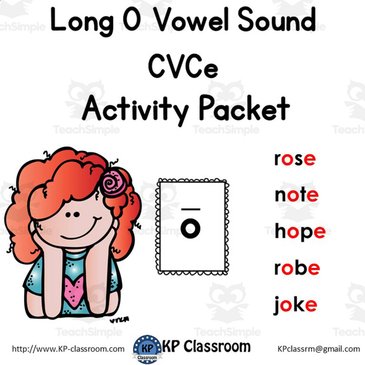 An educational teaching resource from KP Classroom entitled Long O CVCe Vowel Sound Activity Packet and Worksheets downloadable at Teach Simple.