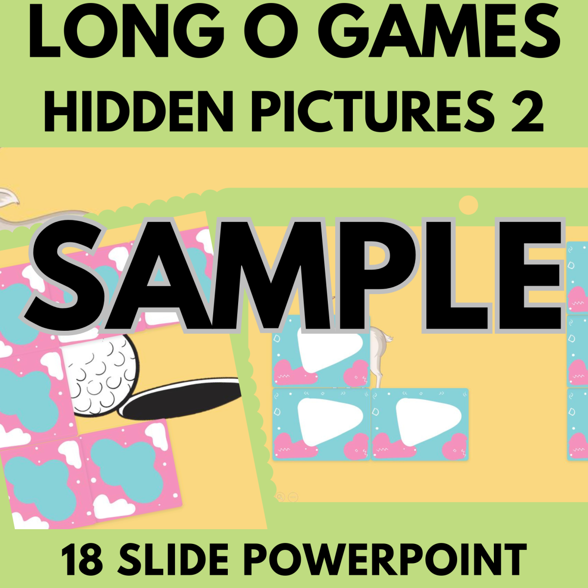 An educational teaching resource from Cored Education entitled Long O: Samples Phonics Games and Activities - Hidden Pictures 2 downloadable at Teach Simple.