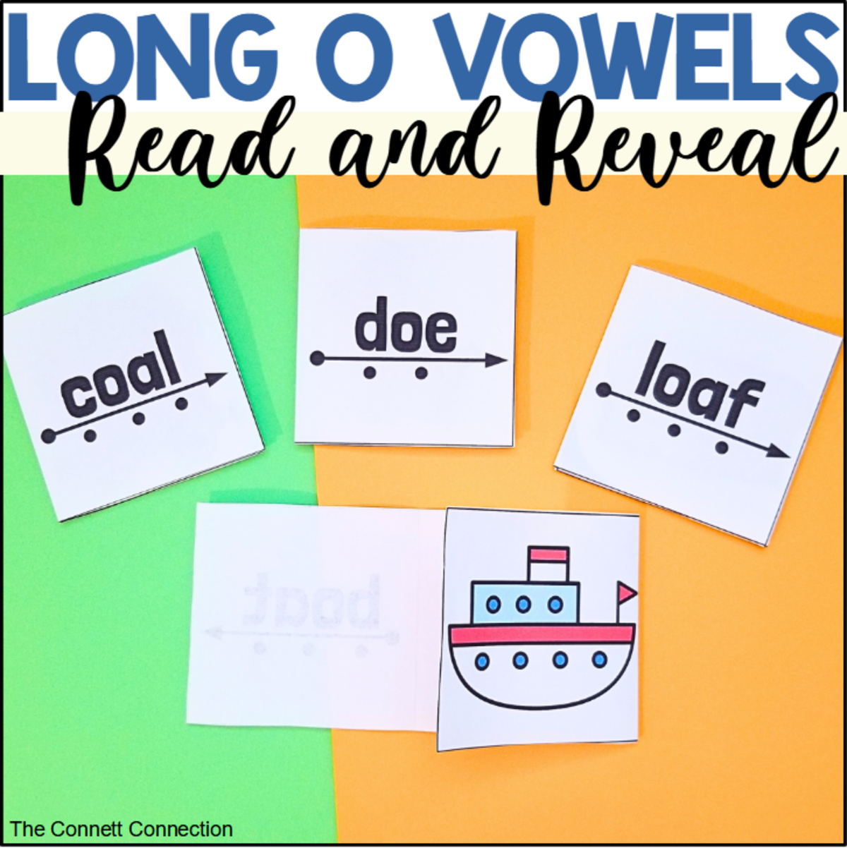 An educational teaching resource from The Connett Connection entitled Long O Vowel Sounds Read and Reveal Blending Cards downloadable at Teach Simple.