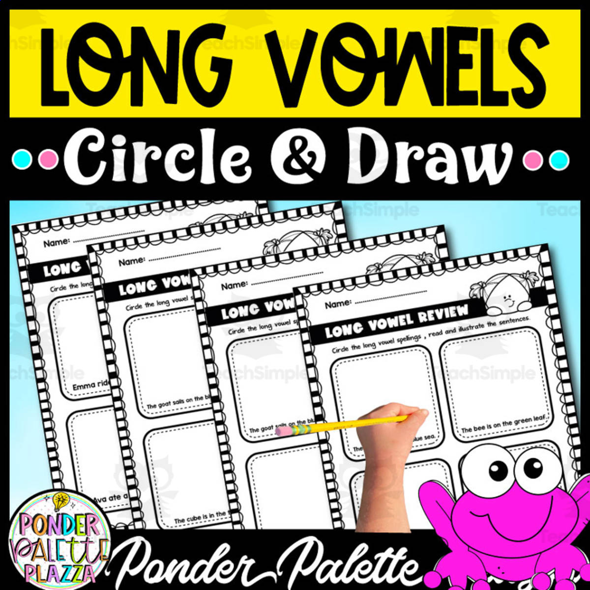 An educational teaching resource from Ponder Palette Plazza entitled Long Vowels Activity - Circle and Draw downloadable at Teach Simple.