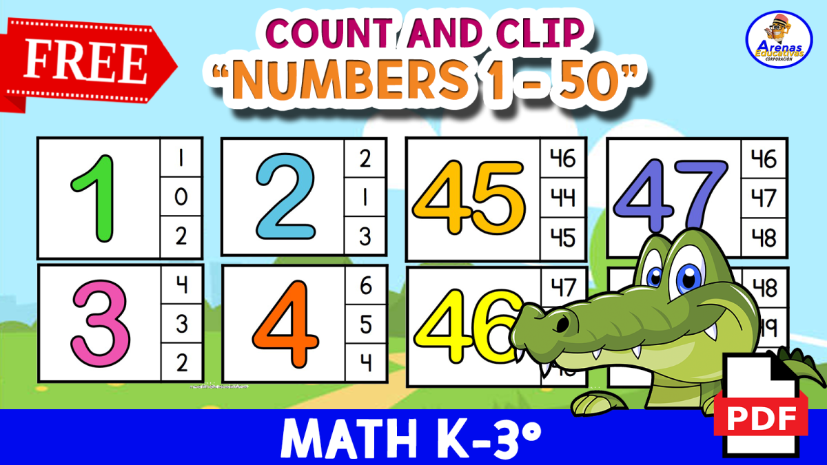 An educational teaching resource from EDITORIAL LAURA EDUCA entitled LOOK AND CLIP Cards - Numbers 1 to 50 downloadable at Teach Simple.