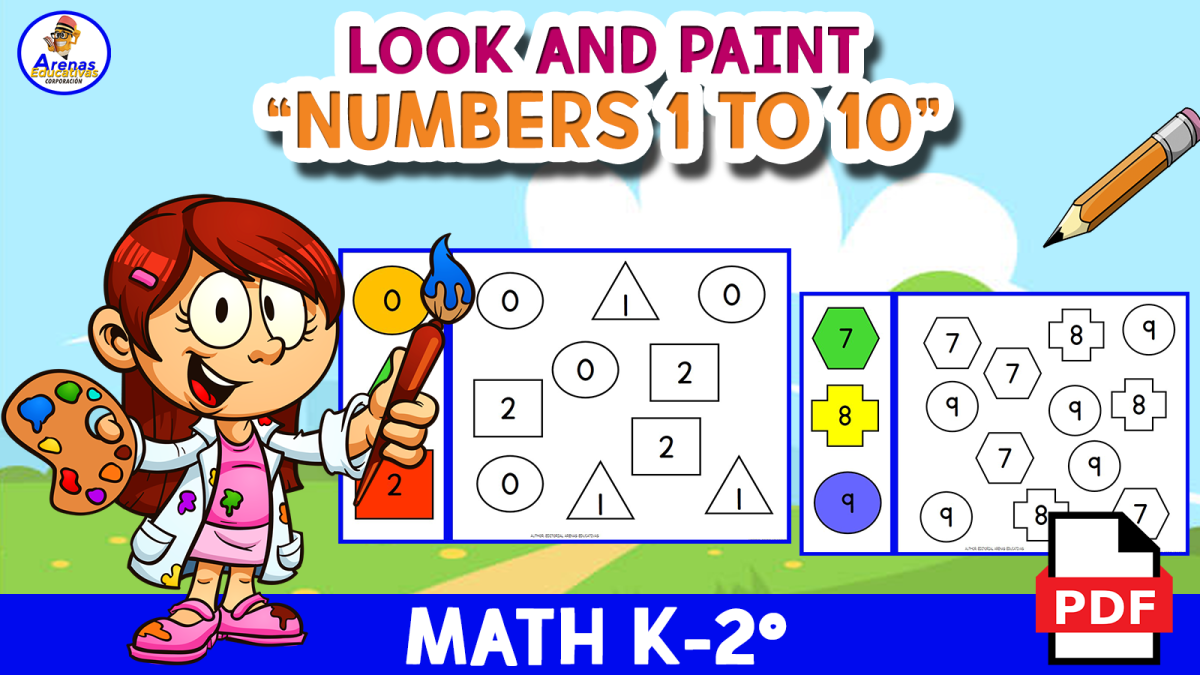 An educational teaching resource from EDITORIAL LAURA EDUCA entitled LOOK AND PAINT - Numbers 1 to 10 downloadable at Teach Simple.