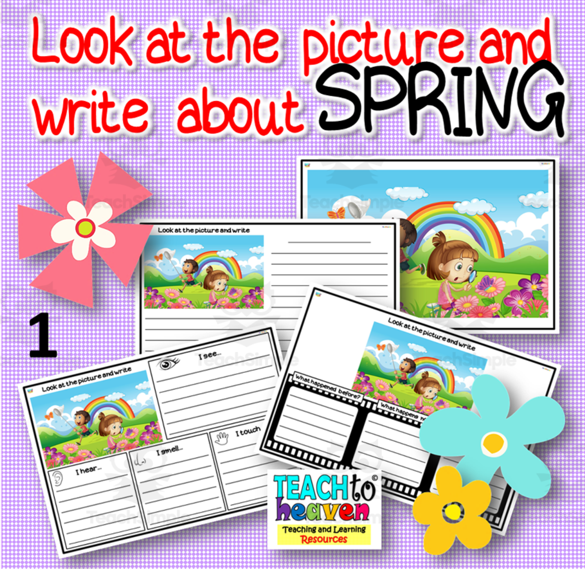 An educational teaching resource from Teach To Heaven, Reoulita.com entitled Look at the picture and write about SPRING 1 downloadable at Teach Simple.