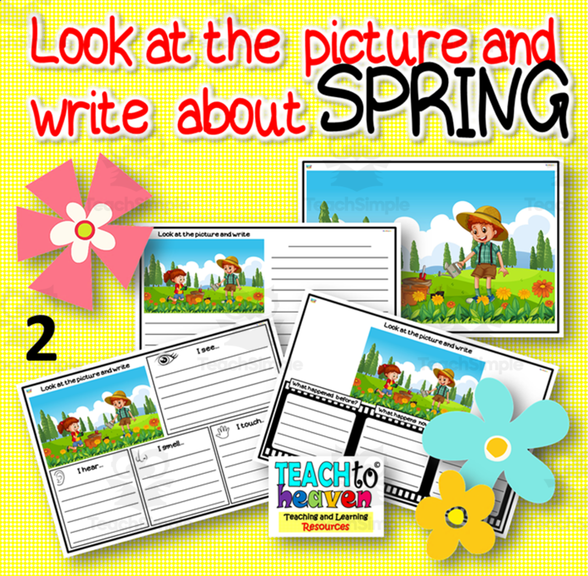 An educational teaching resource from Teach To Heaven, Reoulita.com entitled Look at the picture and write about SPRING 2 downloadable at Teach Simple.