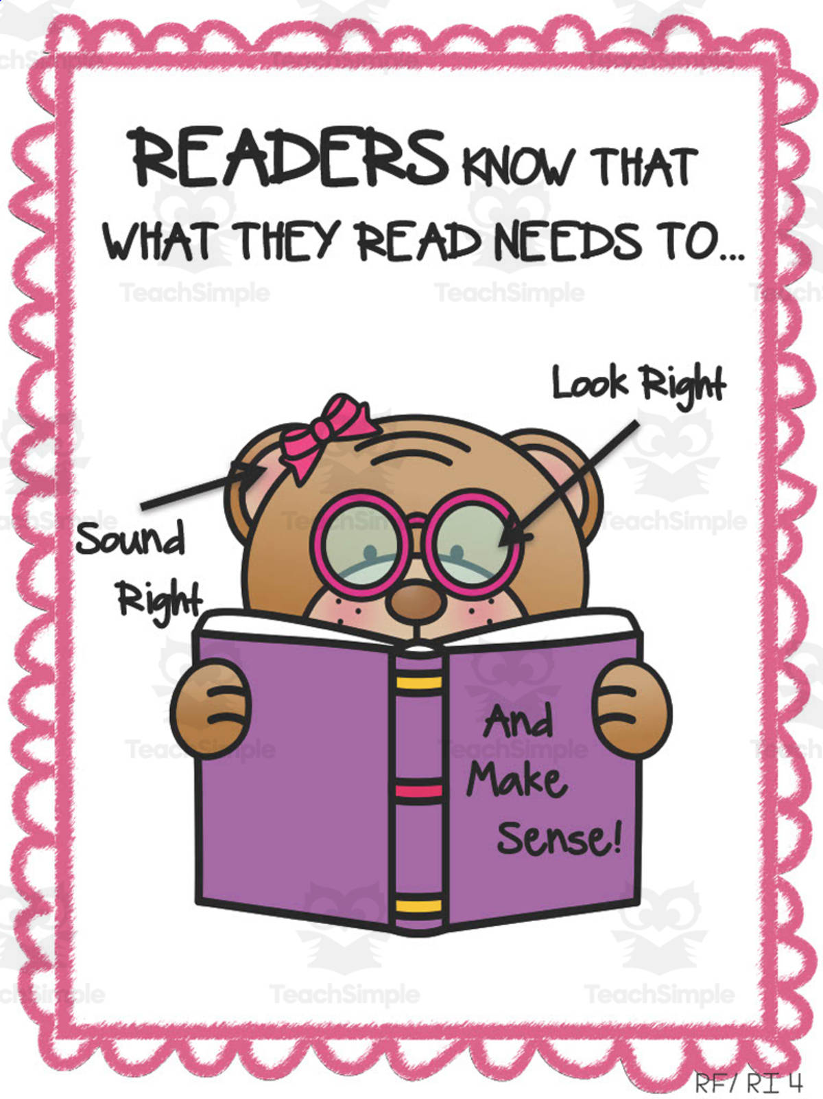 An educational teaching resource from First in Line entitled Looks Right, Sounds Right Anchor Chart downloadable at Teach Simple.