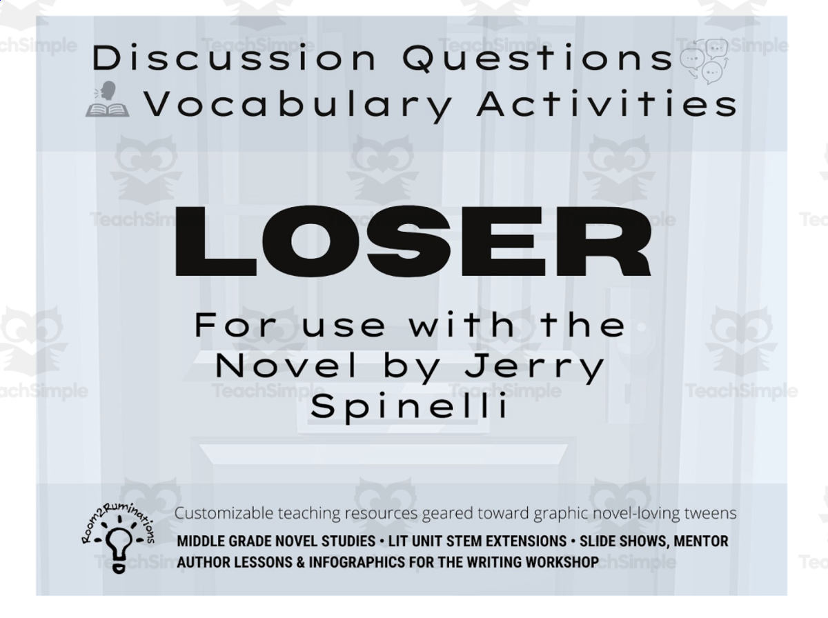 An educational teaching resource from Room2Ruminations entitled "Loser" Discussion Questions + Vocabulary downloadable at Teach Simple.