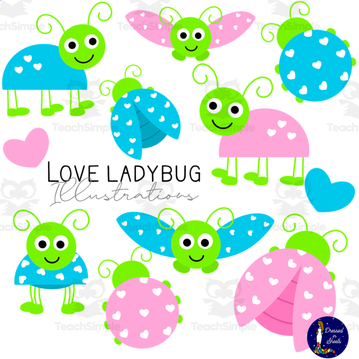 An educational teaching resource from Soumara Siddiqui entitled Love Ladybug Clip Art Set downloadable at Teach Simple.