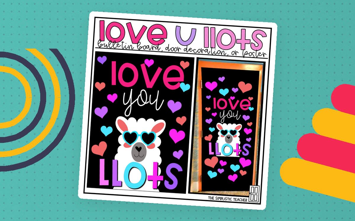 An educational teaching resource from The Simplistic Teacher entitled Love You LLots LLama Valentine's Day Bulletin Board Kit, Door Decoration Set, or Poster downloadable at Teach Simple.