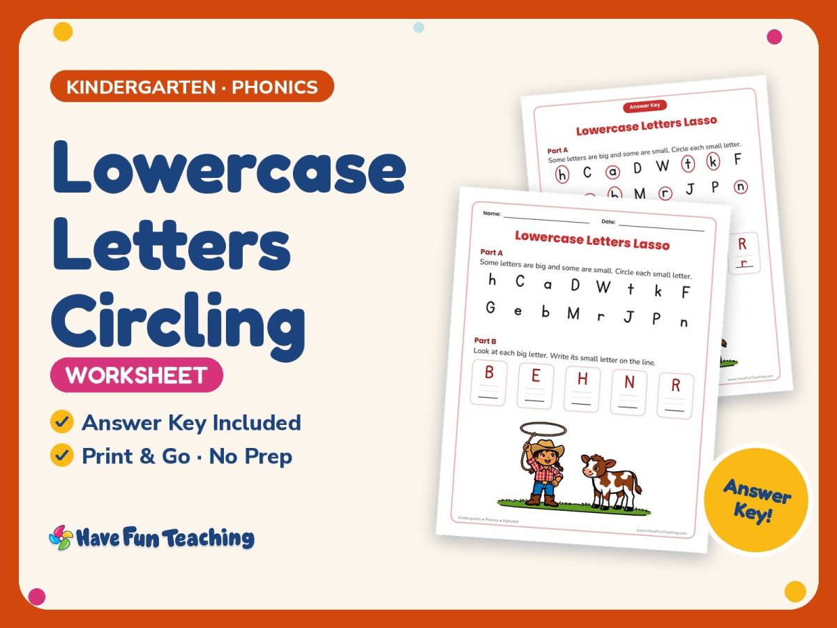 Eastern Alphabet Lettering Lowercase Letters Circling Worksheet – Kindergarten Alphabet Practice ...