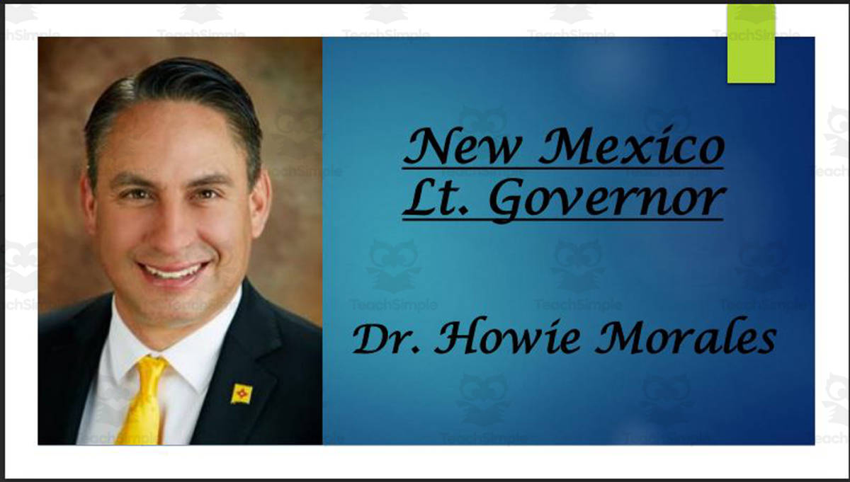 An educational teaching resource from Mr. Matthews Teacher Store entitled Lt. Governor Howie Morales (NM) Biography PowerPoint downloadable at Teach Simple.