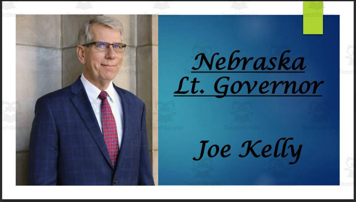 An educational teaching resource from Mr. Matthews Teacher Store entitled Lt. Governor Joe Kelly (NE) Biography PowerPoint downloadable at Teach Simple.