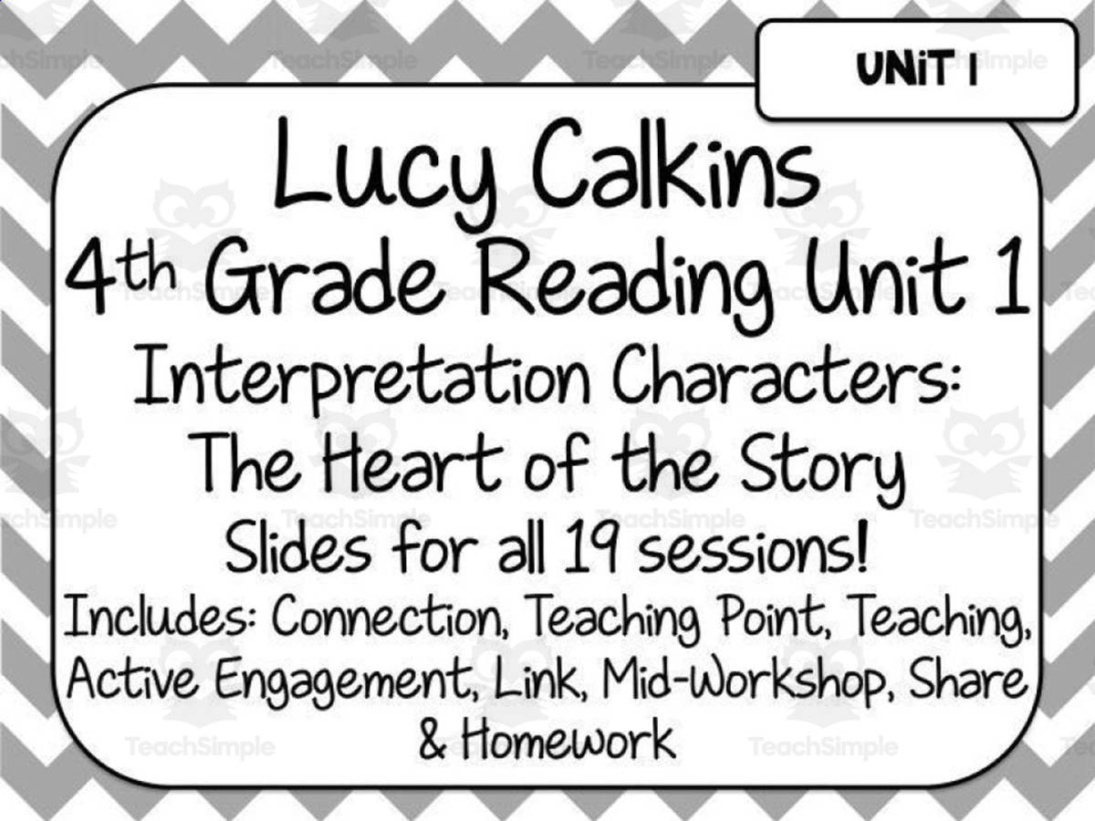 An educational teaching resource from Brook Creaser entitled Lucy Calkins Reading for 4th Grade | Unit 1: Interpreting Characters downloadable at Teach Simple.