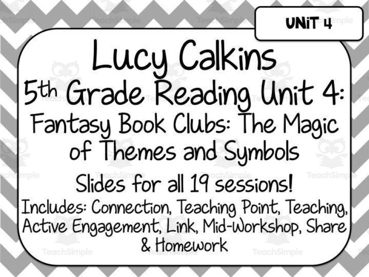 An educational teaching resource from Brook Creaser entitled Lucy Calkins Reading for 5th Grade | Unit 4: Fantasy Book Clubs downloadable at Teach Simple.
