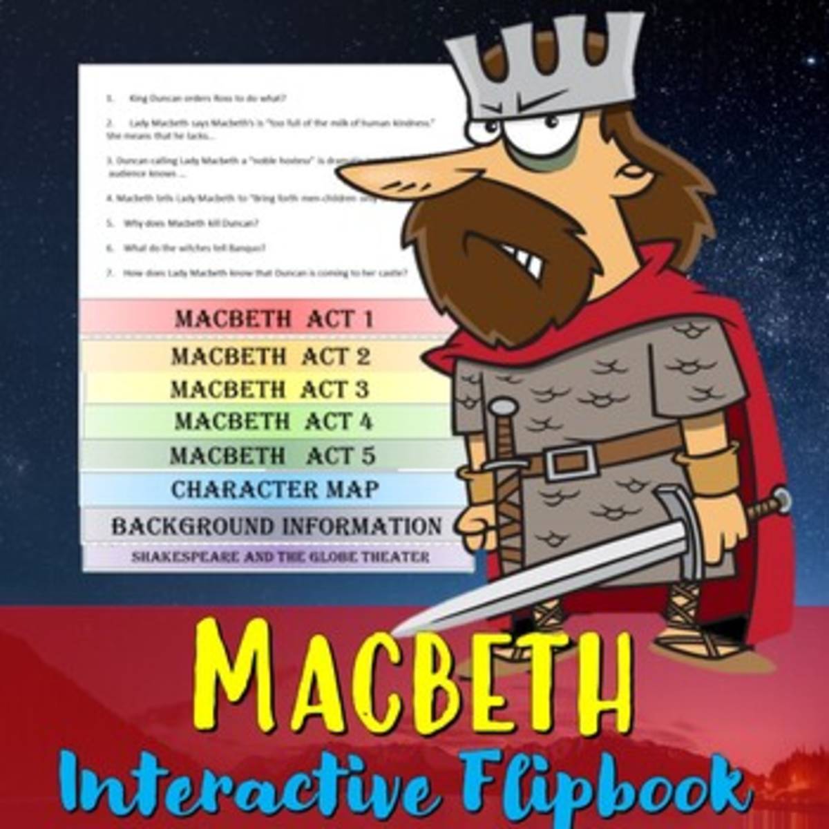 An educational teaching resource from Educate and Create entitled Macbeth: The Scottish Play- Interactive Flipbook Study Guide downloadable at Teach Simple.