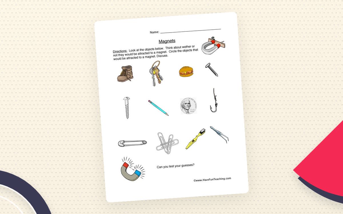 An educational teaching resource from Have Fun Teaching entitled Magnetic Objects Worksheet downloadable at Teach Simple.
