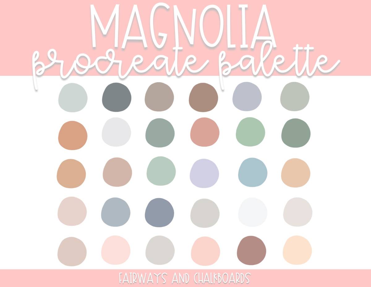 An educational teaching resource from Fairways and Chalkboards entitled Magnolia Procreate Color Palette downloadable at Teach Simple.