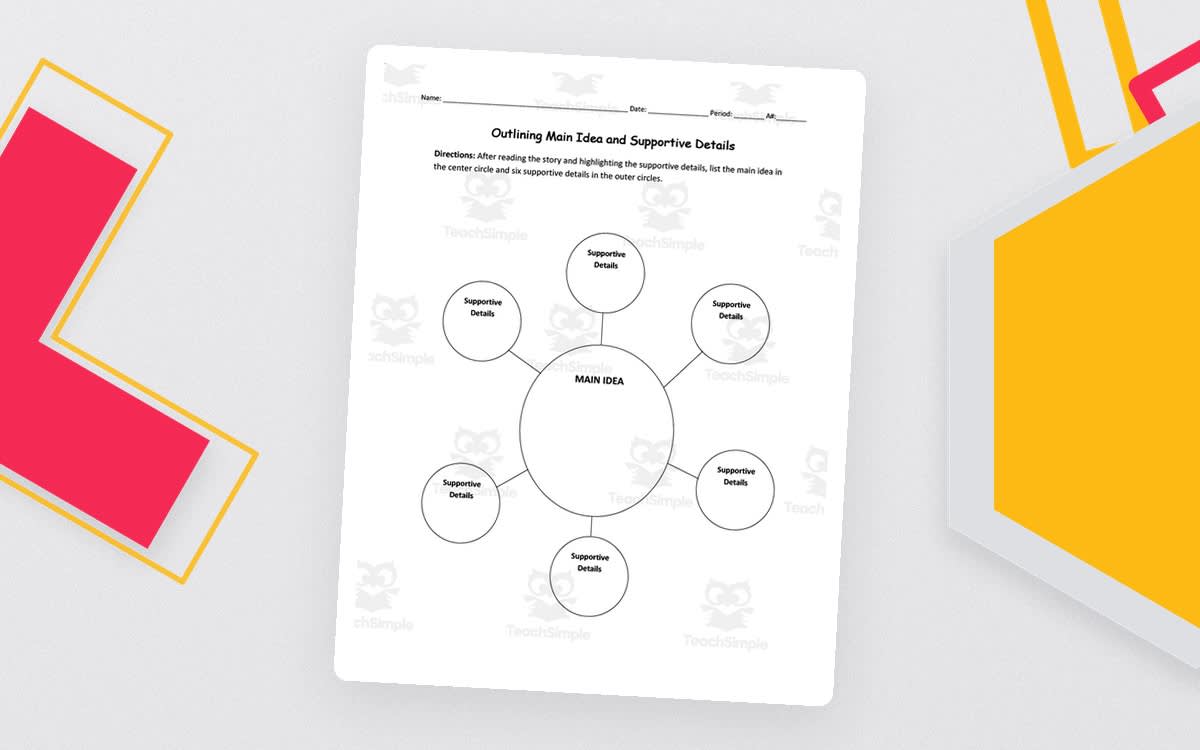 An educational teaching resource from DrDrew entitled Main Idea Graphic Organizers downloadable at Teach Simple.