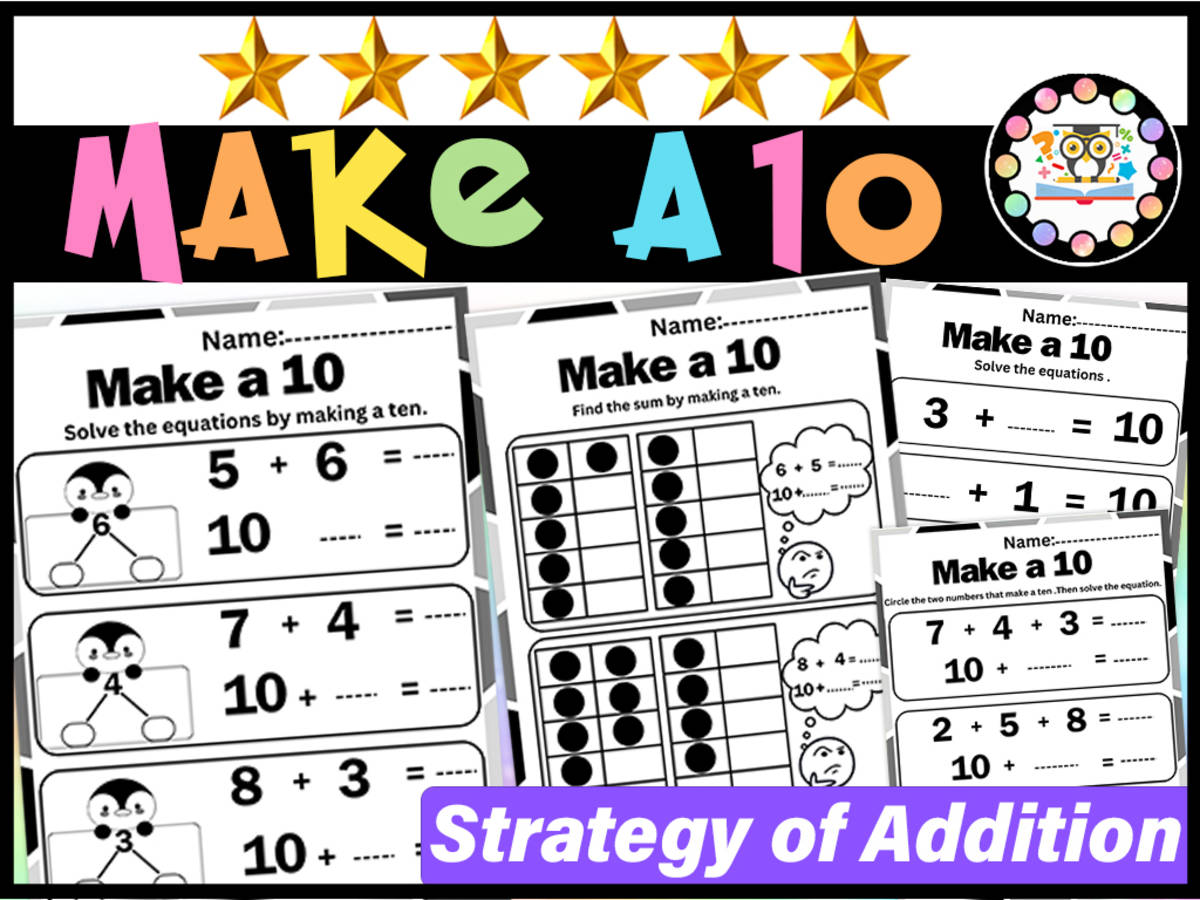An educational teaching resource from LAMO entitled Make a Ten Strategy of Addition Worksheets | Make a 10 to Add downloadable at Teach Simple.