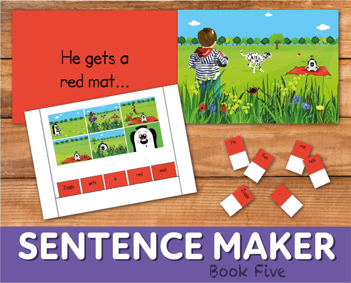 An educational teaching resource from Guinea Pig Education entitled Make Sentences With The Sentence Maker: Book 5 (4-7 years) downloadable at Teach Simple.