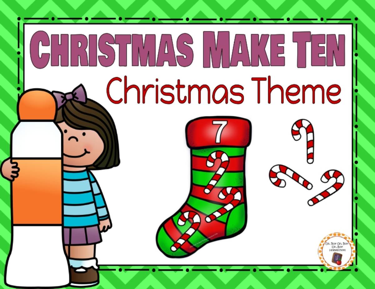 An educational teaching resource from Oh Boy Homeschool entitled Make Ten - Christmas Theme downloadable at Teach Simple.