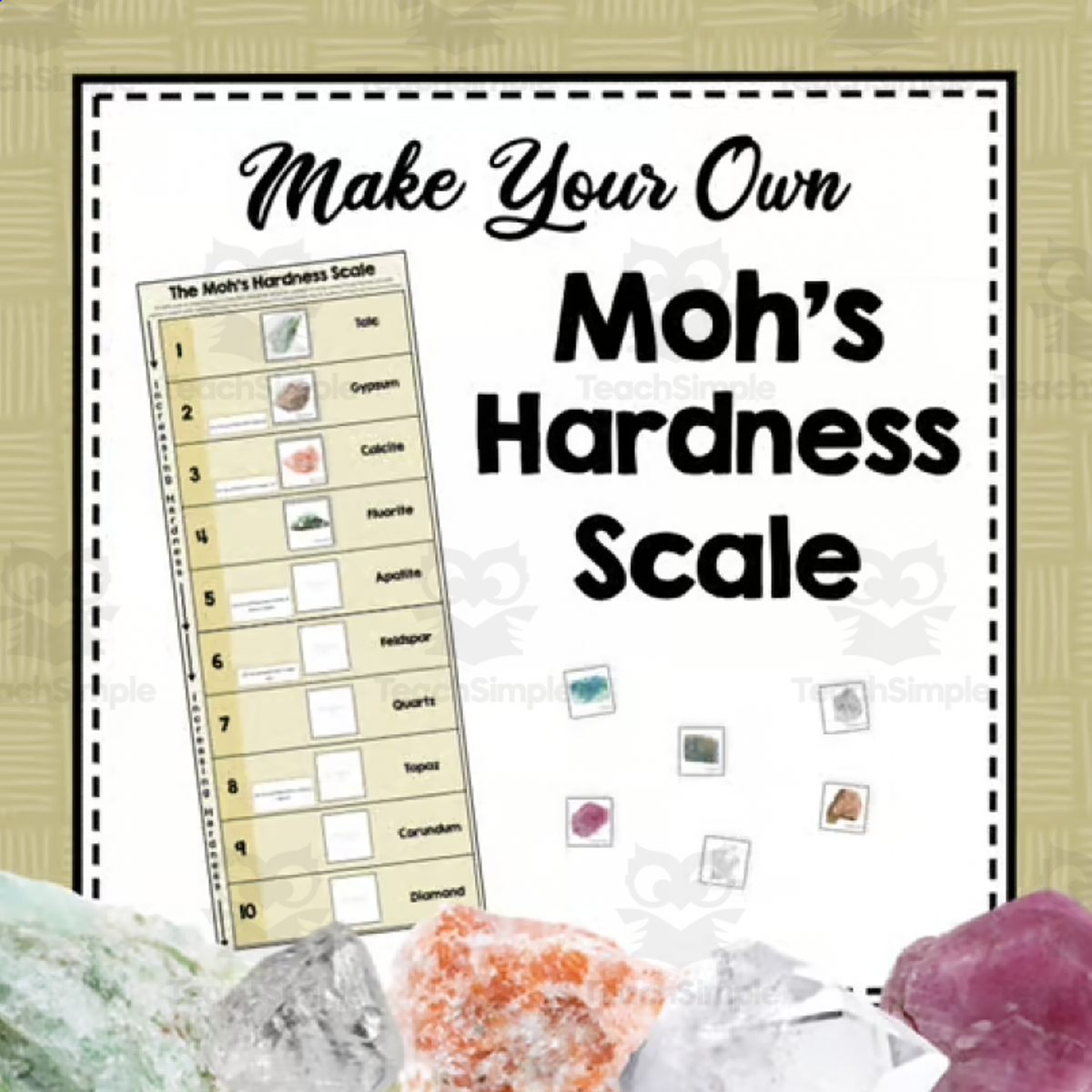 An educational teaching resource from Simply Schoolgirl entitled Make Your Own Moh's Hardness Scale | Mineral Study | Geology Project downloadable at Teach Simple.