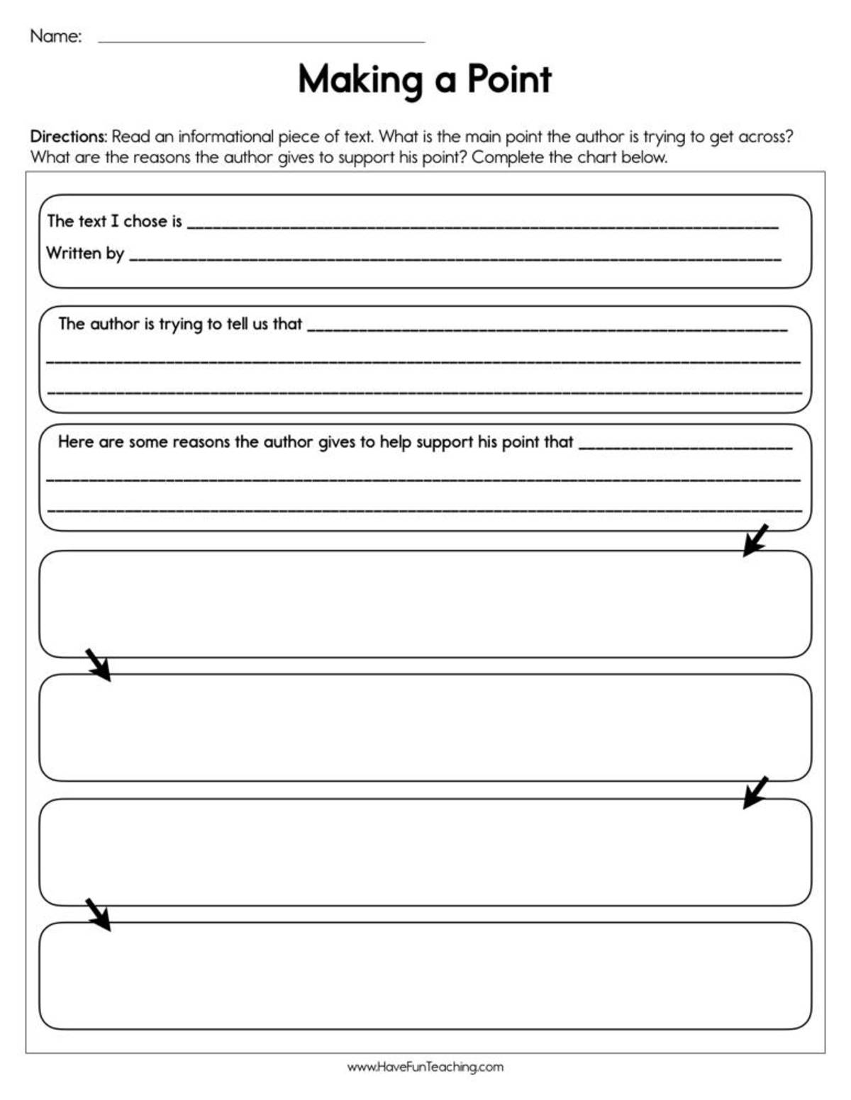 An educational teaching resource from Have Fun Teaching entitled Making a Point with Support Worksheet downloadable at Teach Simple.
