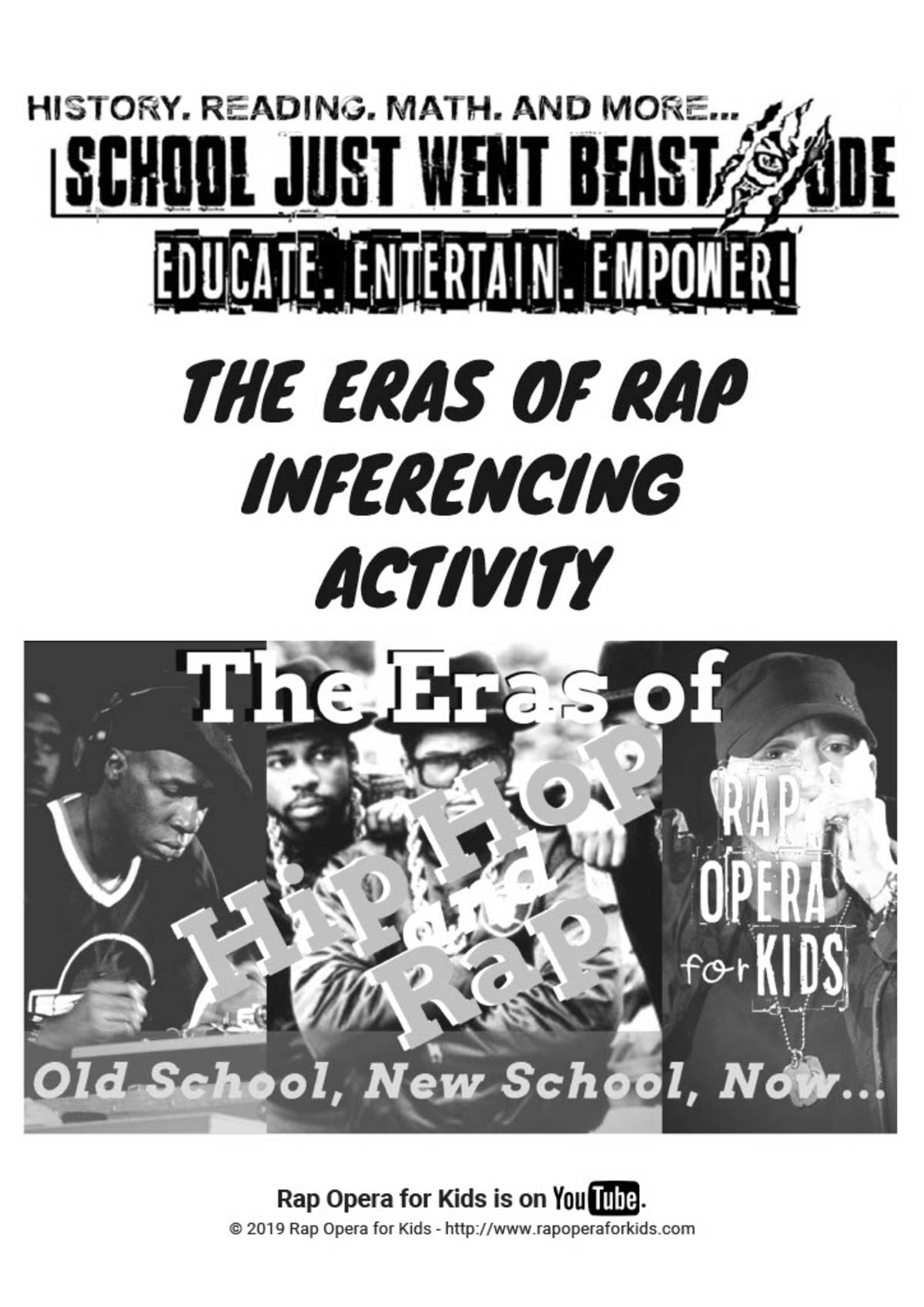 An educational teaching resource from Rap Opera for Kids! entitled Making Inferences Activities: The Eras of Rap | Nonfiction Passage with Questions downloadable at Teach Simple.