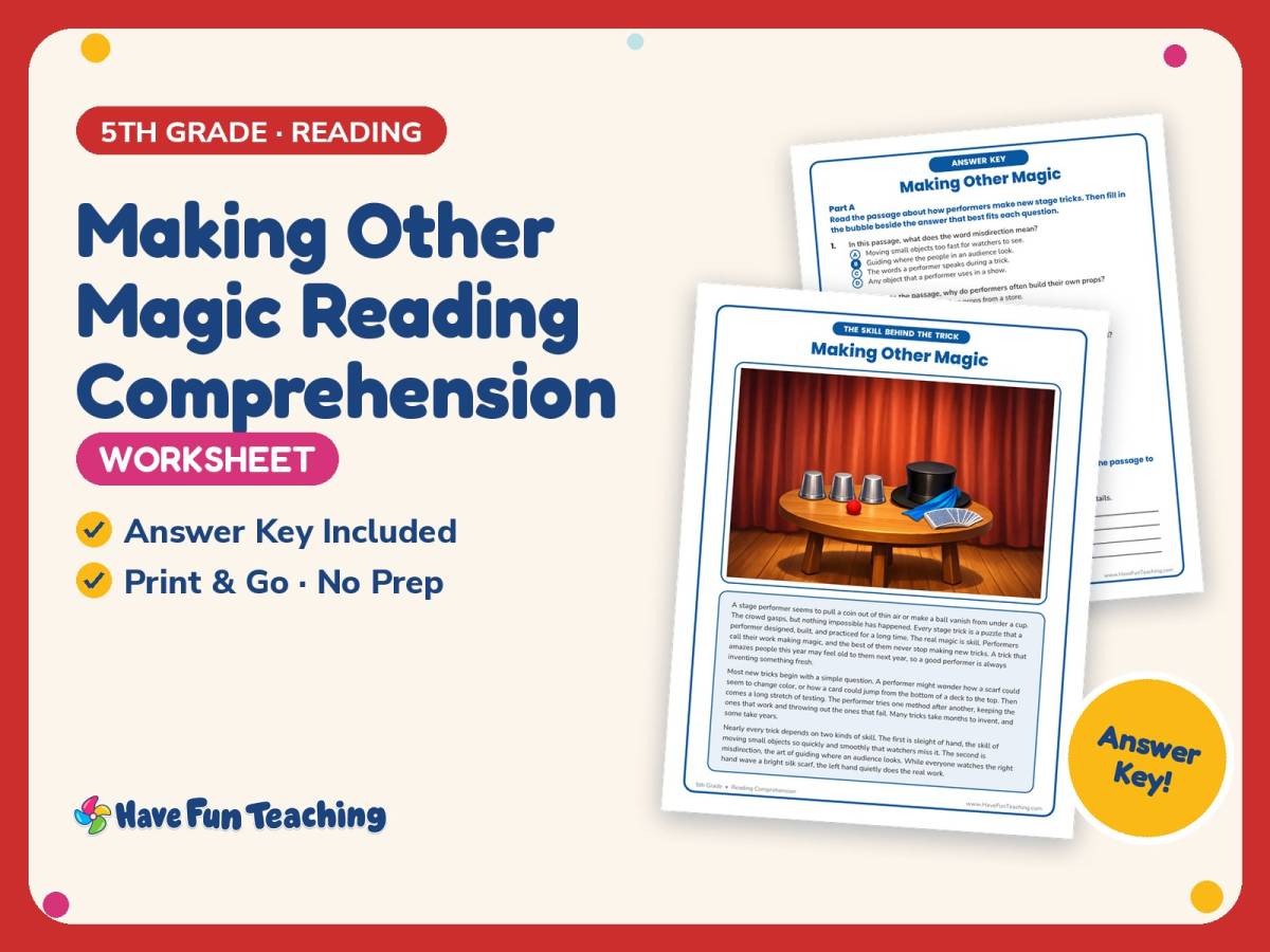 Making Other Magic Reading Comprehension Worksheet – 5th Grade preview