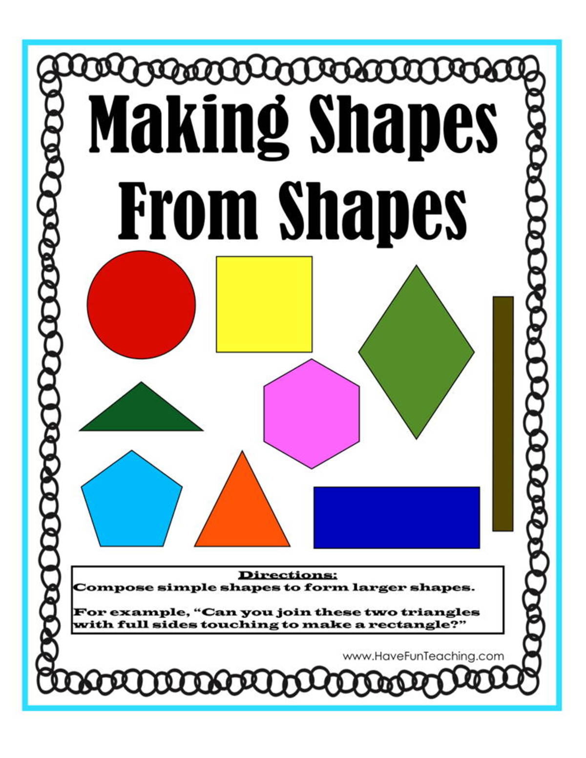 An educational teaching resource from Have Fun Teaching entitled Making Shapes From Shapes Activity downloadable at Teach Simple.