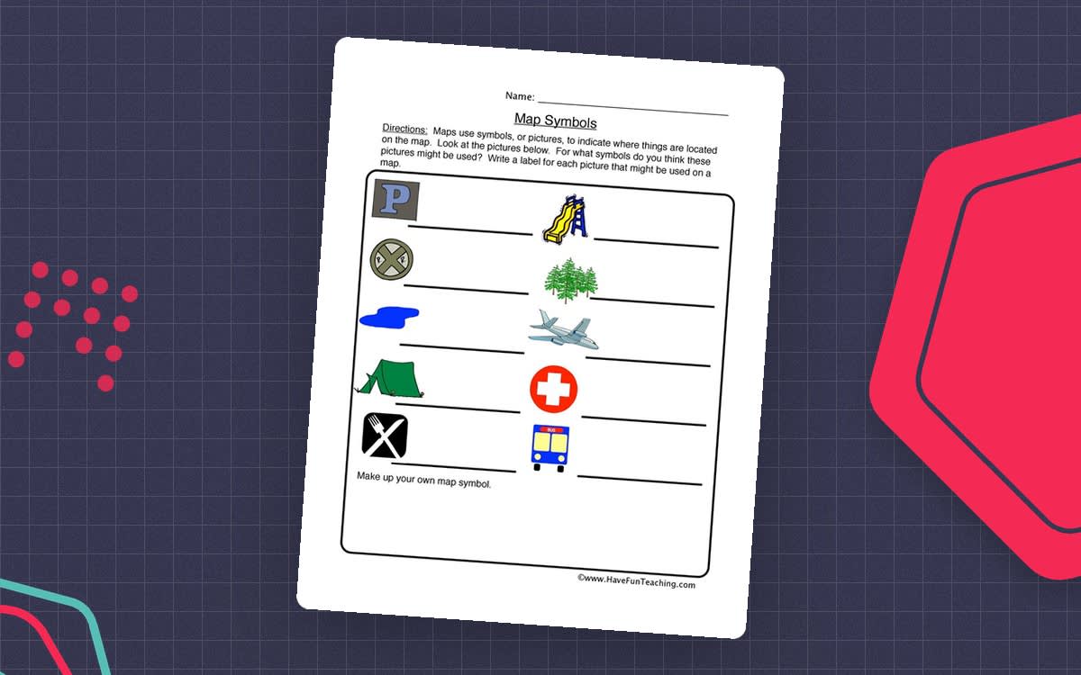 An educational teaching resource from Have Fun Teaching entitled Map Symbols Worksheet – Label & Identify downloadable at Teach Simple.