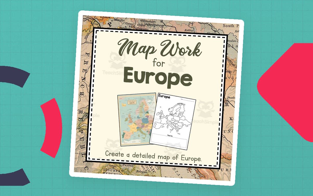 An educational teaching resource from Simply Schoolgirl entitled Map Work for Europe | Continent of Europe Unit Study | Geography Bundle downloadable at Teach Simple.