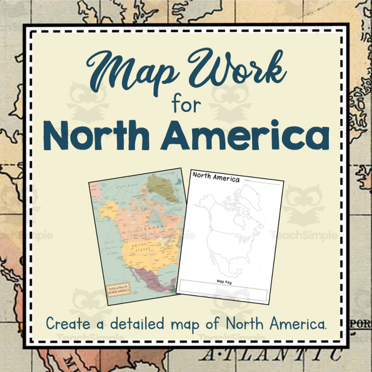 An educational teaching resource from Simply Schoolgirl entitled Map Work for North America | Continent of North America Unit Study | Geography Bundle downloadable at Teach Simple.