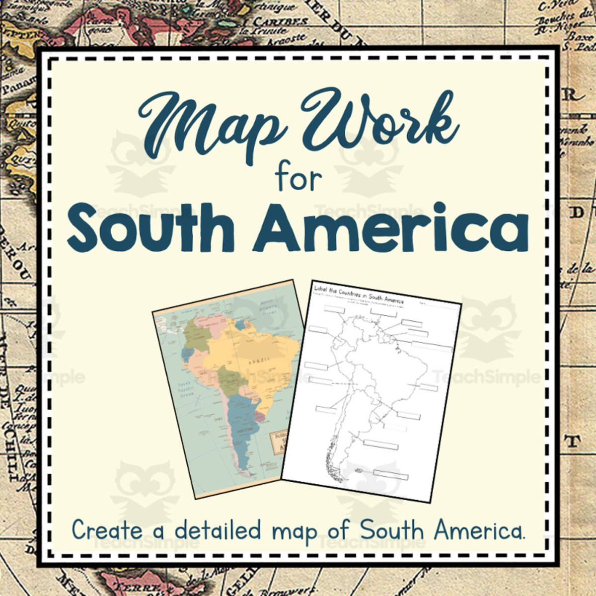 An educational teaching resource from Simply Schoolgirl entitled Map Work for South America | Continent of South America Unit Study | Geography Bundle downloadable at Teach Simple.