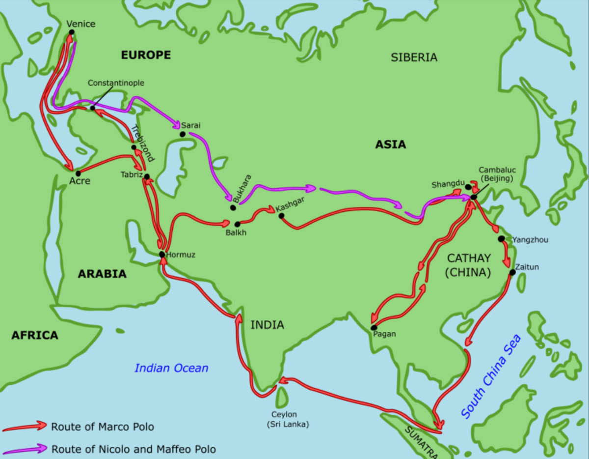 An educational teaching resource from Teacher's Clipart entitled Marco Polos Travels Map downloadable at Teach Simple.