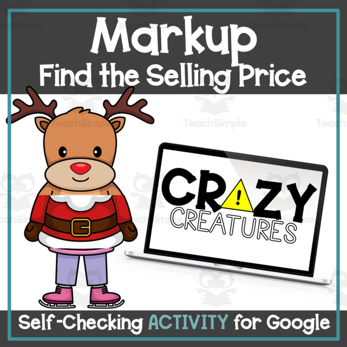 An educational teaching resource from Digitally Yours Shop entitled Markup - Find the Selling Price - Holiday - Christmas - Self-Checking Activity downloadable at Teach Simple.