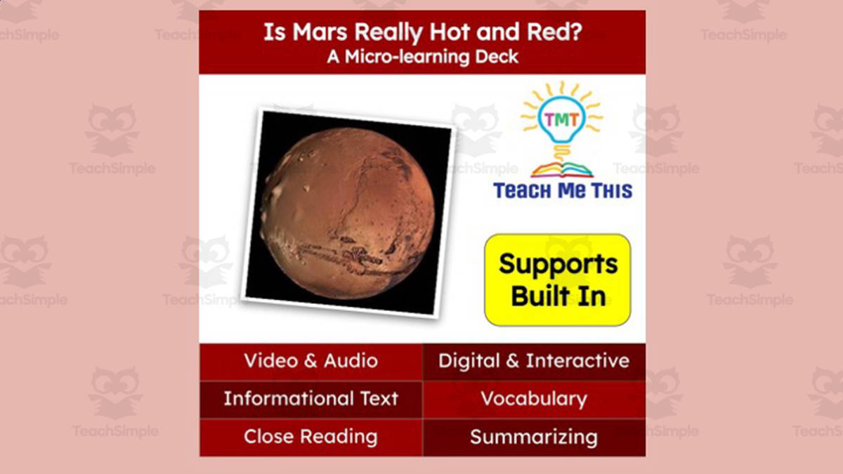 An educational teaching resource from Teach Me This entitled Mars | Interactive Science Lesson | Micro-Learning Deck downloadable at Teach Simple.
