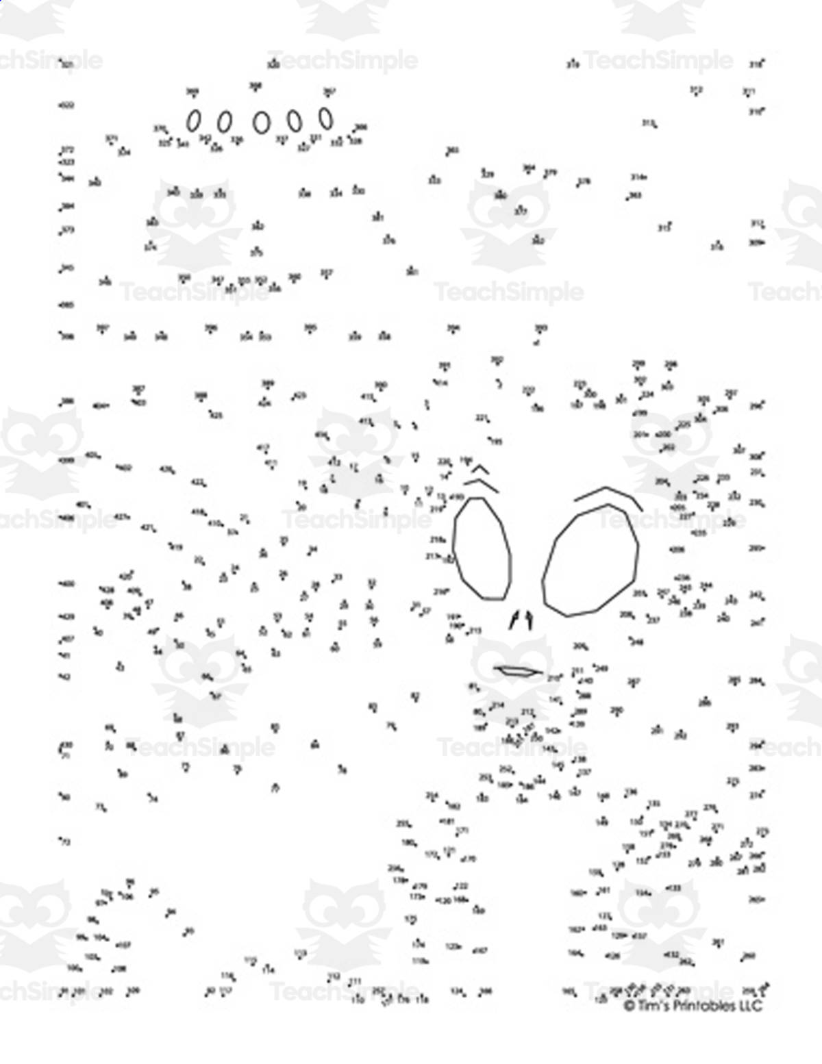 An educational teaching resource from Tim's Printables entitled Martian Extreme Difficulty Dot-to-Dot / Connect the Dots downloadable at Teach Simple.