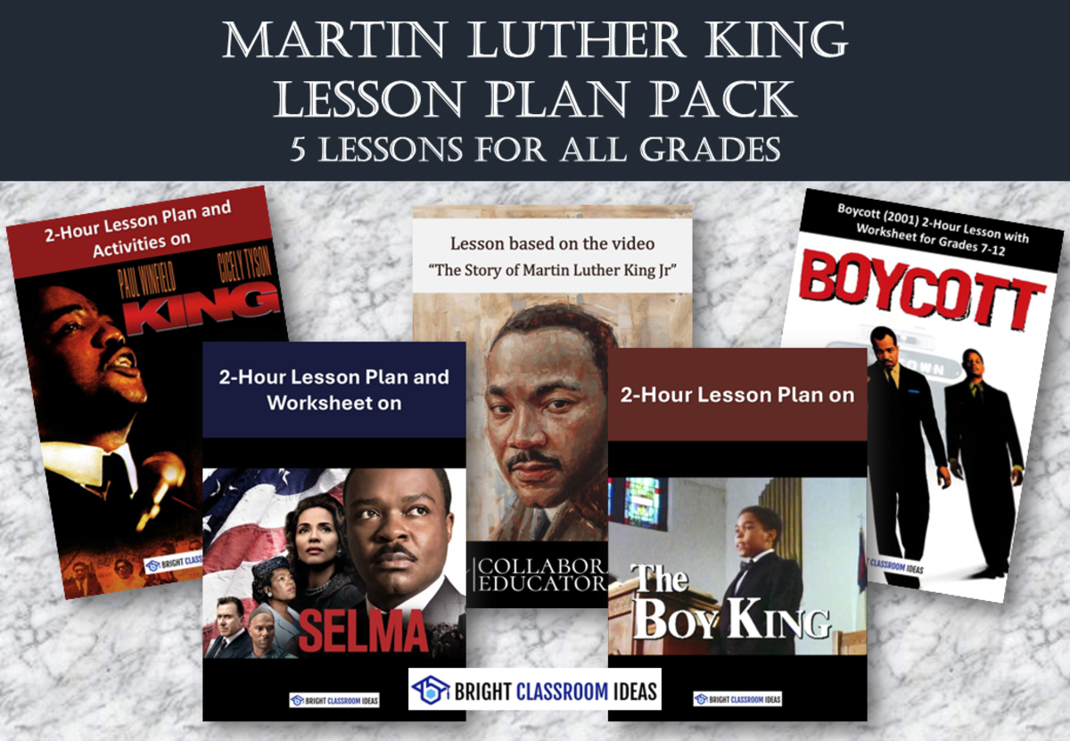 An educational teaching resource from Bright Classroom Ideas Marketplace entitled Martin Luther King Lesson Plan Pack - 5 Lessons for all Grades downloadable at Teach Simple.