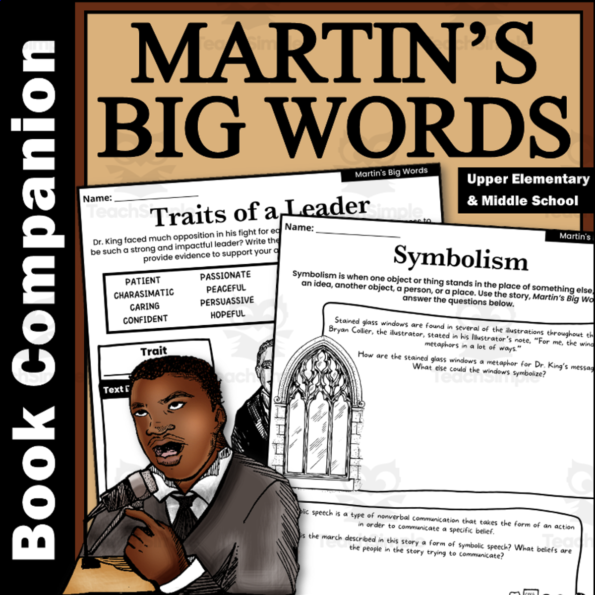 An educational teaching resource from Creatively Gifted entitled Martin's Big Words Book Companion Read Aloud Activities downloadable at Teach Simple.