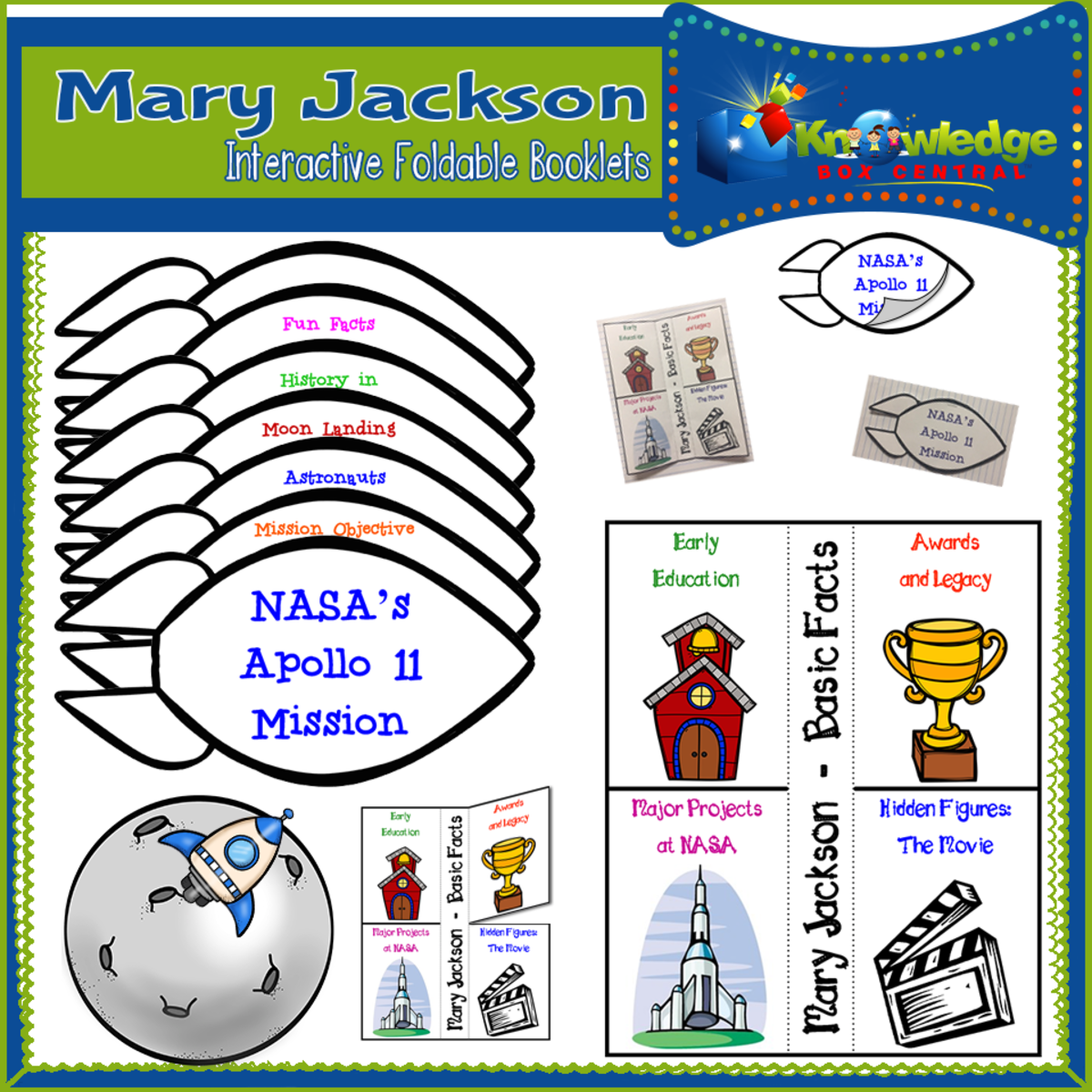 An educational teaching resource from Knowledge Box Central entitled Mary Jackson Interactive Foldable Booklets – EBOOK downloadable at Teach Simple.
