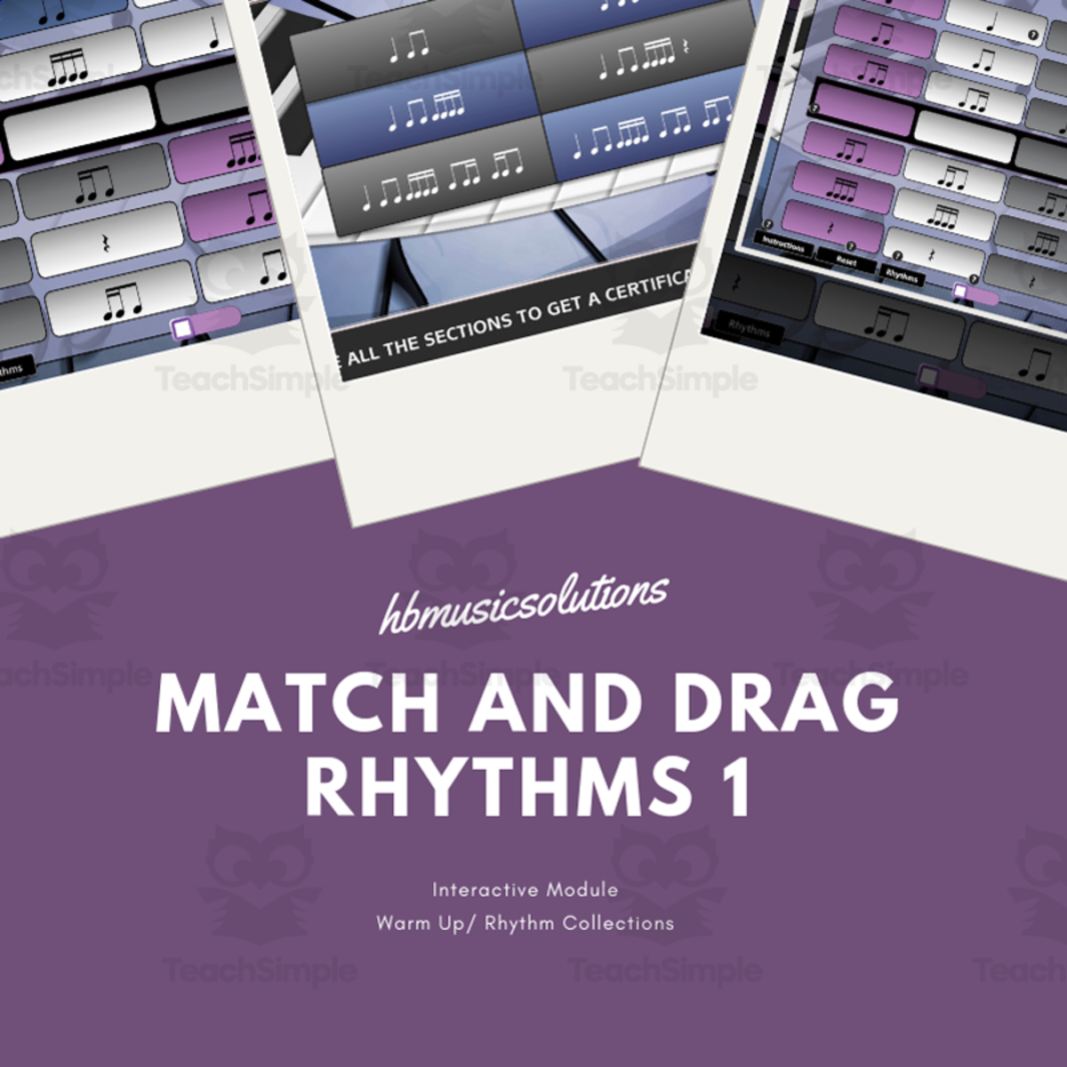 An educational teaching resource from Hbmusicsolutions's Shop entitled Match And Drag The Rhythms 1 | Rhythm Interactive Music Activity downloadable at Teach Simple.