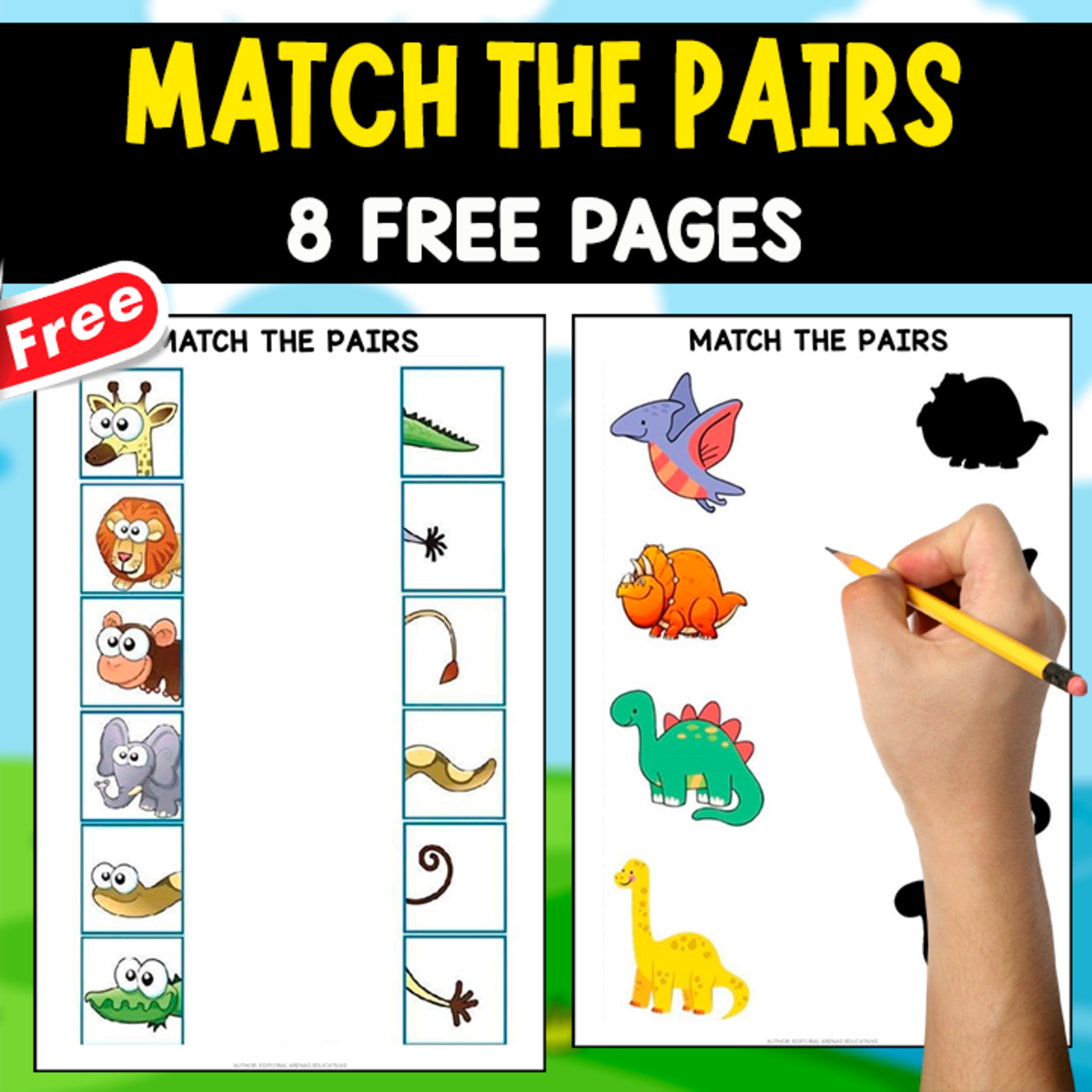 An educational teaching resource from EDITORIAL LAURA EDUCA entitled MATCH THE PAIRS | 8 FREE PAGES_J downloadable at Teach Simple.