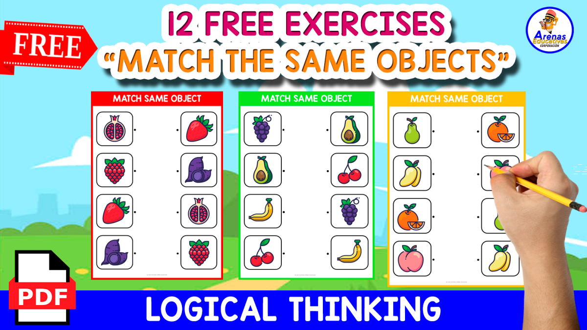 An educational teaching resource from EDITORIAL LAURA EDUCA entitled MATCH THE SAME OBJECT | FRUIT THEMED | FOR KIDS downloadable at Teach Simple.
