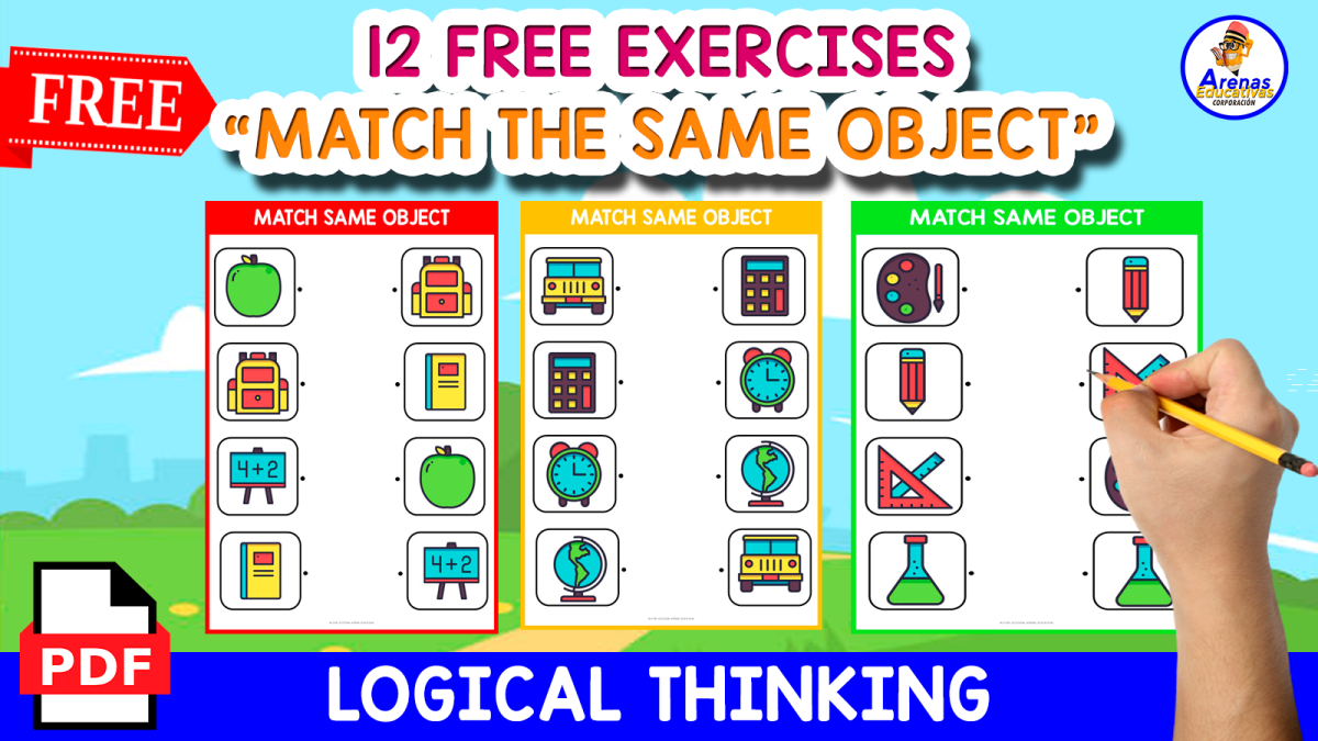 An educational teaching resource from EDITORIAL LAURA EDUCA entitled MATCH THE SAME OBJECTS | SCHOOL THEMED downloadable at Teach Simple.