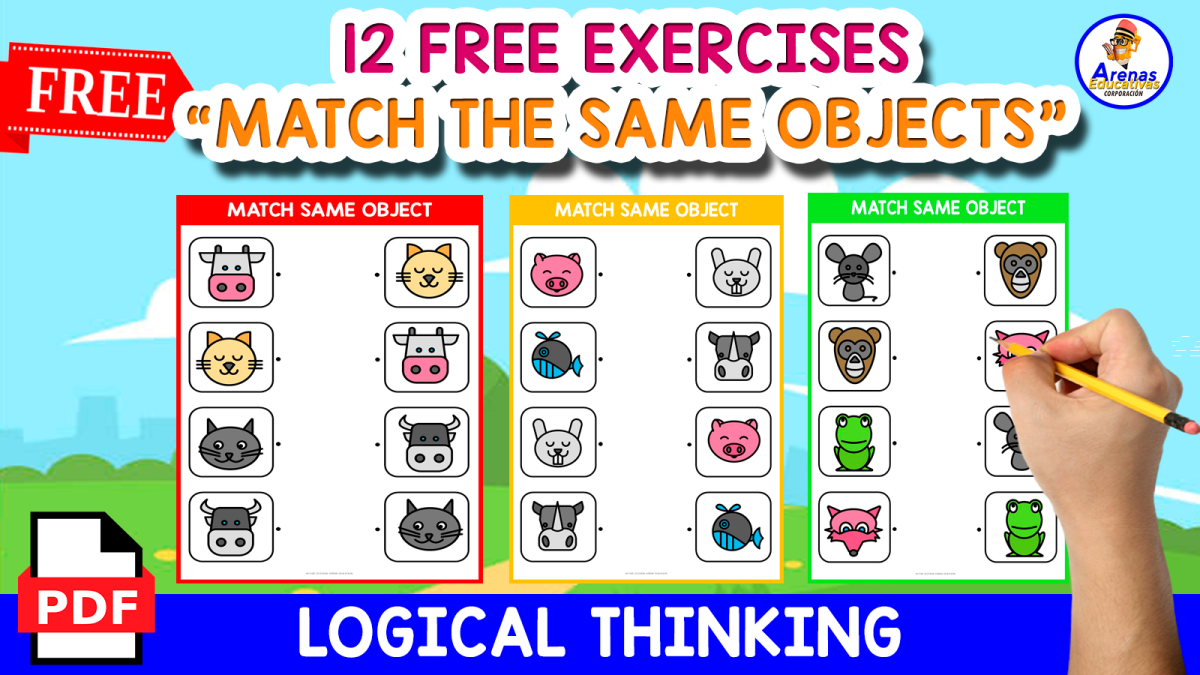 An educational teaching resource from EDITORIAL LAURA EDUCA entitled MATCH THE SAME OBJECTS | WITH ANIMALS ICONS downloadable at Teach Simple.
