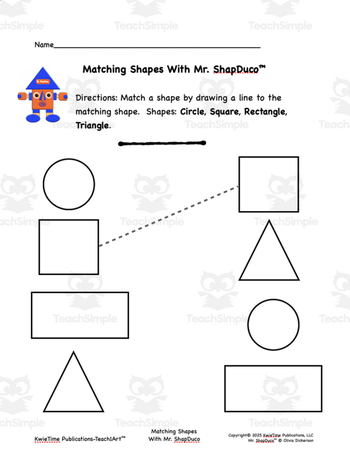 An educational teaching resource from PALETTNOVI entitled Matching Shapes With Mr. ShapDuco™ downloadable at Teach Simple.