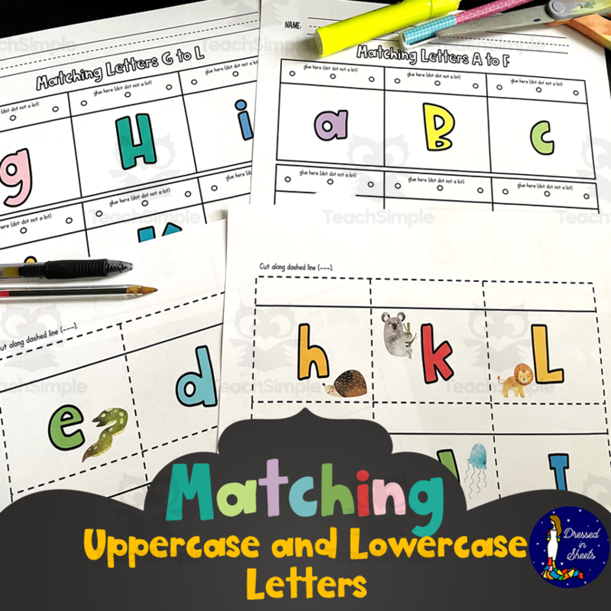 An educational teaching resource from Soumara Siddiqui entitled Matching Uppercase and Lowercase Letters downloadable at Teach Simple.