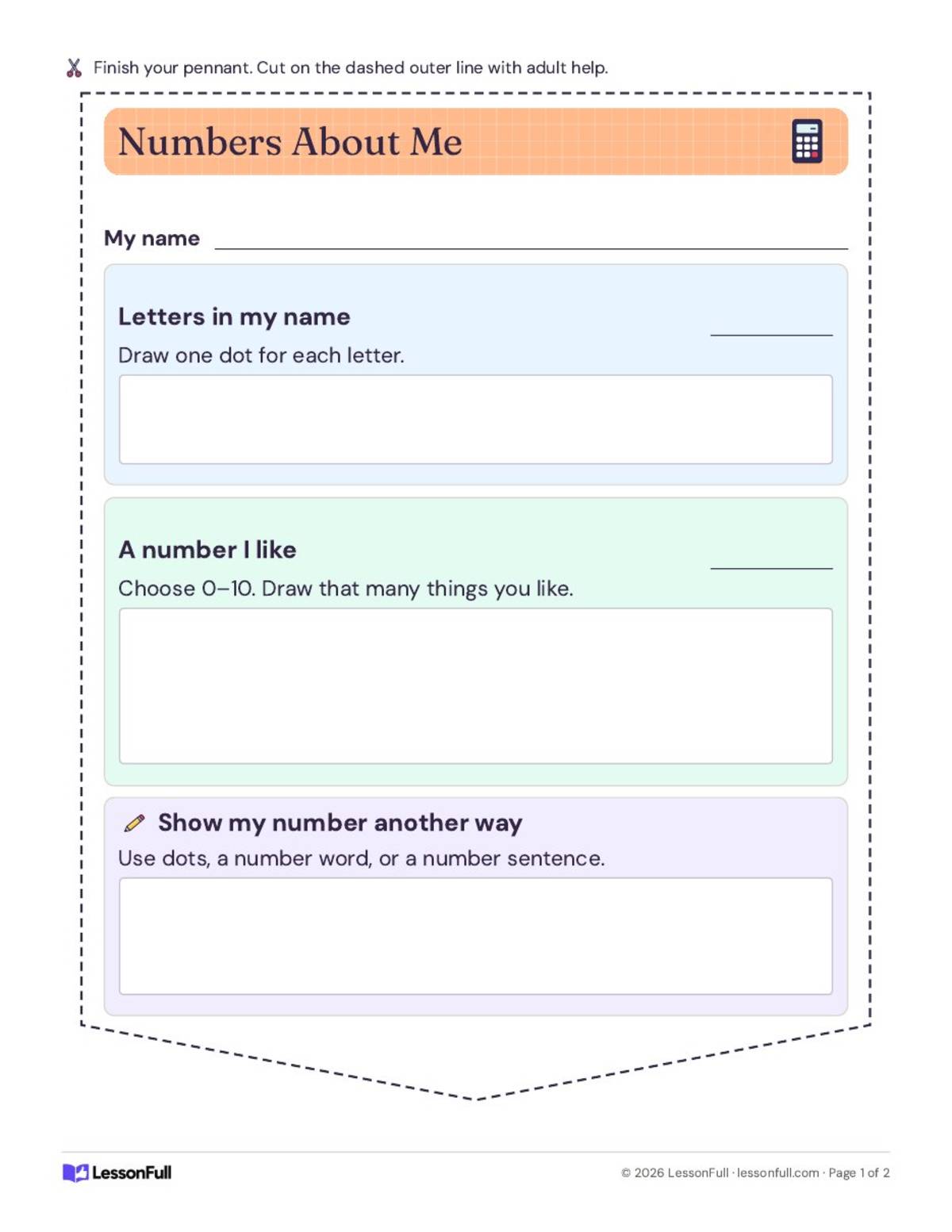 Math & Me Pennant – All About Me Back to School Activity (Grades K–3) preview