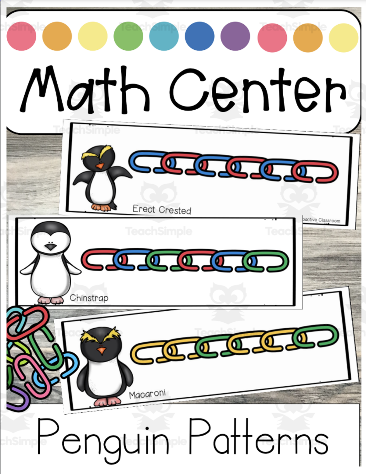 An educational teaching resource from The Proactive Classroom entitled Math Center: Penguin Patterns downloadable at Teach Simple.